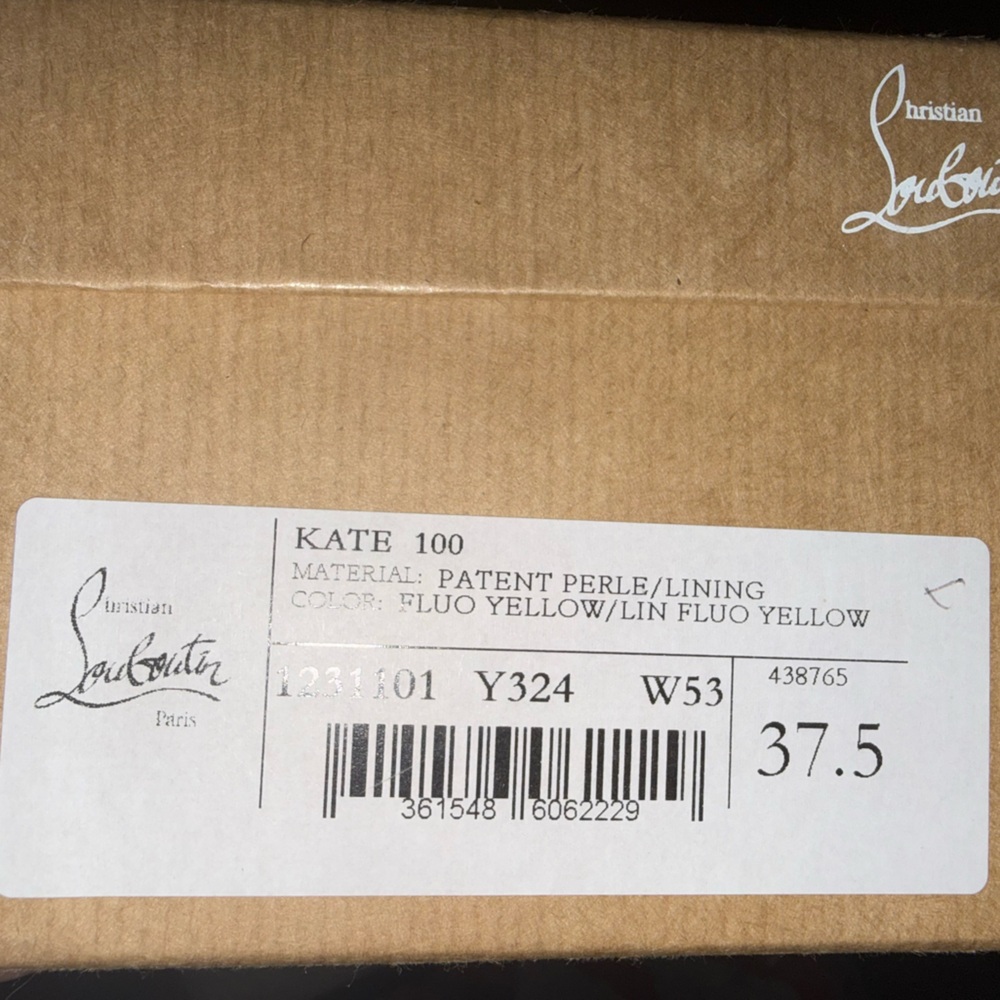 Christian Louboutin Neon Yellow Patent Leather Pointed-Toe Pump with Red Sole - Picture 3 of 4